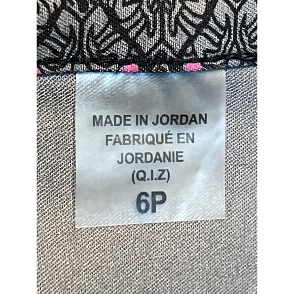 Allison Daley Petite 6P Women's Black & Pink Patterned Trousers - Picture 10 of 11